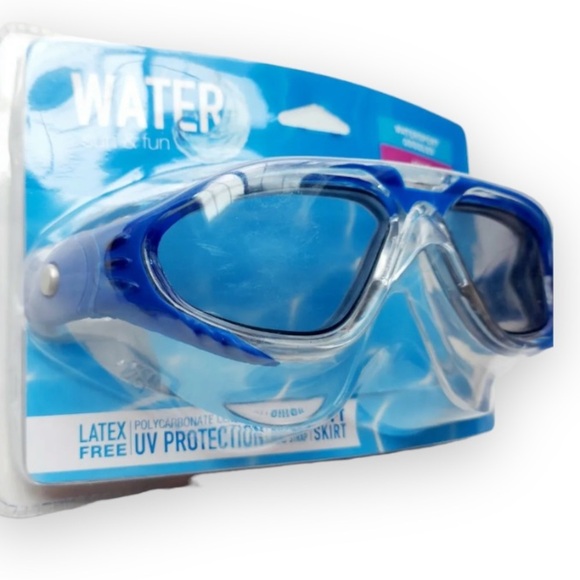 NWT Adult Blue Water Sport Swim Goggles Latex Free UV Protection - Picture 3 of 5